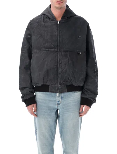 Represent Classic Bomber Jacket With Modern Edge - Size L In Washed Black