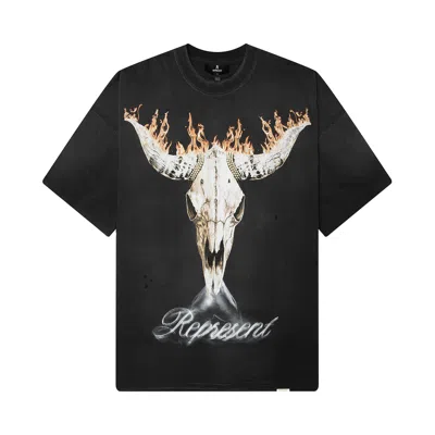 Pre-owned Represent Clo British Cowboys T-shirt 'stained Black' | Men's Size S