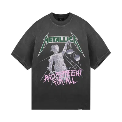 Pre-owned Represent Clo Metallica Justice T-shirt 'stained Black' | Men's Size S