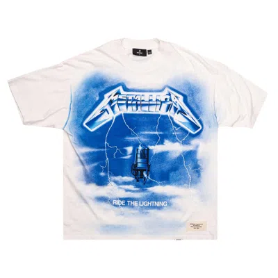 Pre-owned Represent Clo Metallica Ride The Lightning T-shirt 'flat White' | Men's Size L