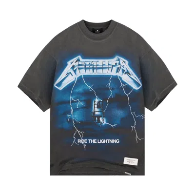 Pre-owned Represent Clo Metallica Ride The Lightning T-shirt 'vintage Grey' | Men's Size S