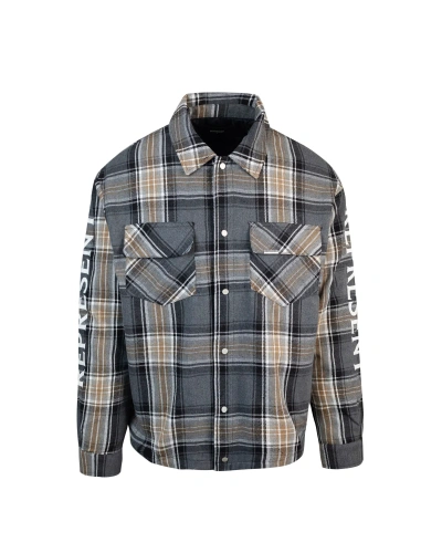 Represent Clothing Checked Flannel Shirt In 402grey Check