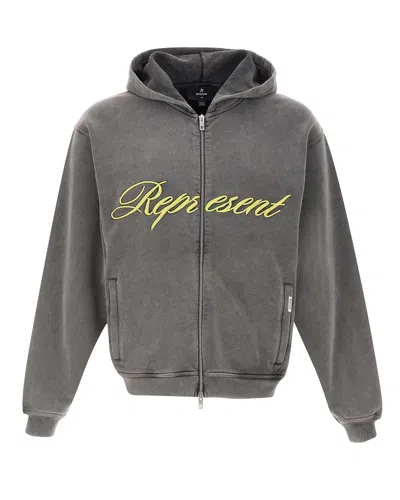 Represent Clothing Felpa Script Logo Grigia In Gray