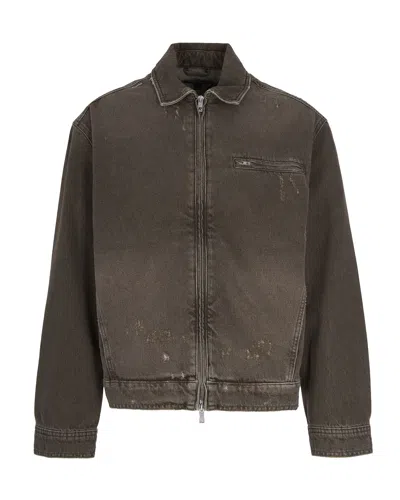 Represent Clothing Giubbino Collared Washed Olive In Brown
