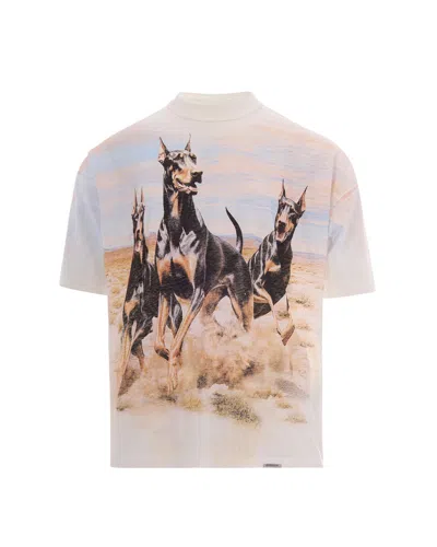 Represent Clothing T-shirt Western Dobermans Flat White In Multi