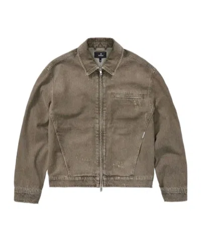 Represent Collared Denim Jacket In Gray