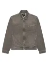 Represent Green Jacket With Classic Collar And Logo Plaque On The Front In Denim Man In Gray