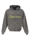 Represent Mens Script Logo Zip-up Cotton Hoody Vintage Grey In Gray