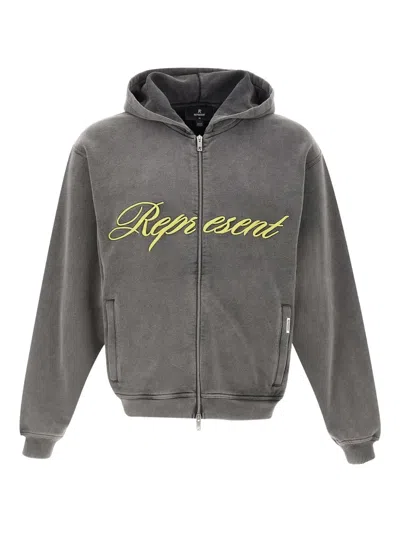 REPRESENT CONTRASTING-DETAIL ZIP-UP HOODIE