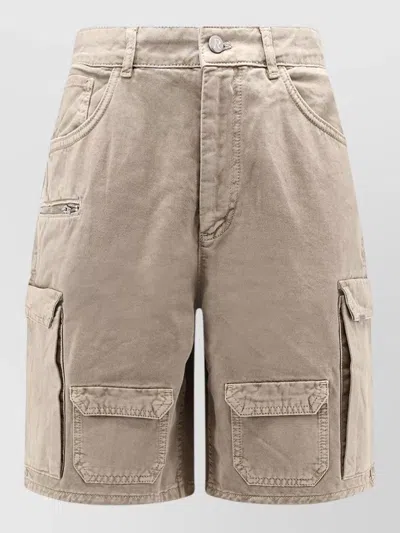 Represent Cotton Bermuda Cargo Shorts Five Pocket In Gray