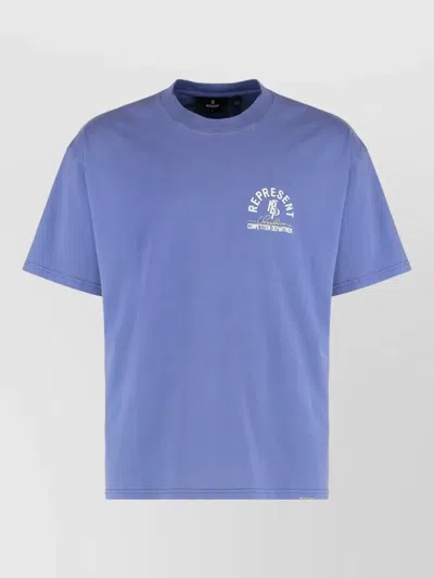 Represent Cotton Crew Neck T Shirt Regular Fit In Blue