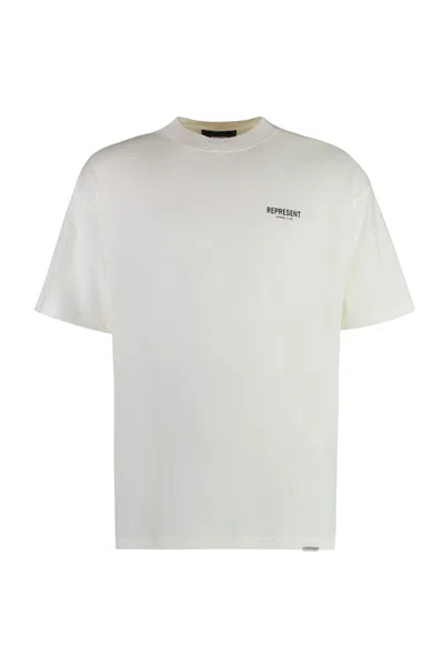 Represent Cotton Crew-neck T-shirt With Back Maxi Print In White