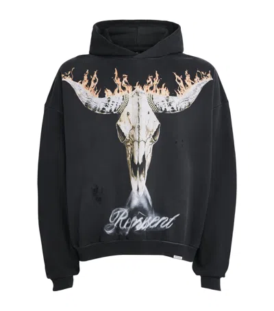 Represent Cotton Flaming Stag Hoodie In Black