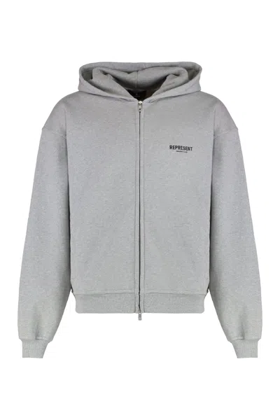 Represent Cotton Full-zip Hoodie In Gray