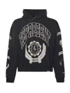 Represent Cotton Hooded Sweatshirt With Distressed Effect In Black