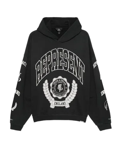 REPRESENT COTTON HOODED SWEATSHIRT WITH DISTRESSED EFFECT