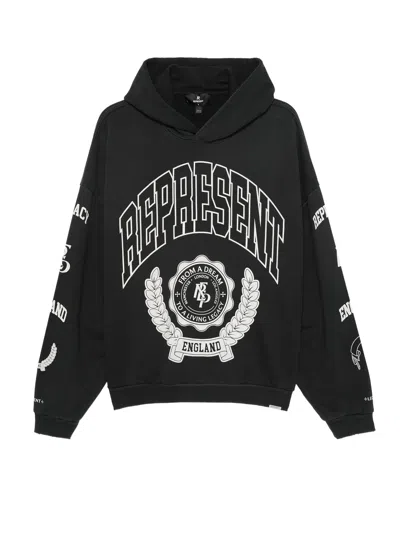 REPRESENT COTTON HOODED SWEATSHIRT WITH DISTRESSED EFFECT