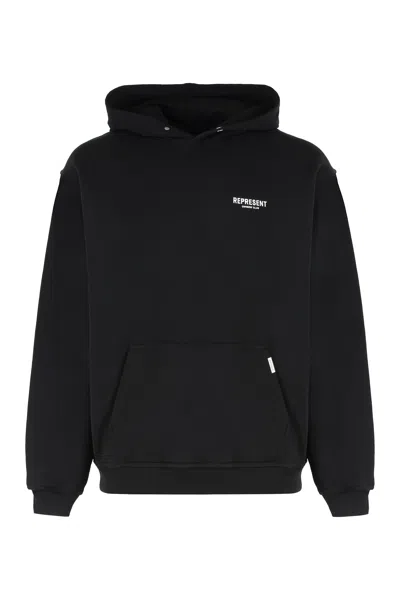 Represent Pullover Front Kangaroo Pocket Hoodie In Black