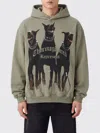 Represent Green Hoodie With Fixed Hood And Maxi Print On The Front In Cotton Man In Multi