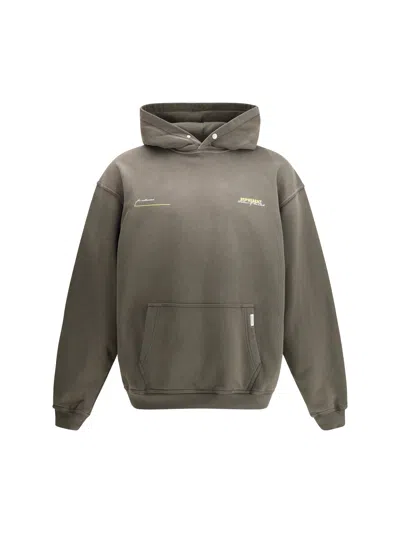 Represent Cotton Hoodie In Washed Olive