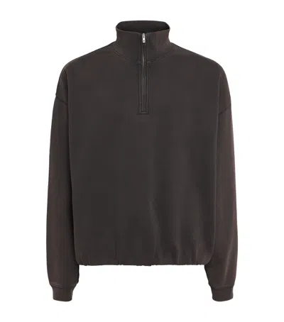 Represent Cotton Initial Quarter-zip Sweatshirt In Brown
