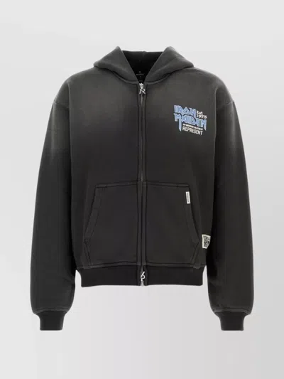 Represent Cotton Iron Maiden Anniversary Sweatshirt With Front Pockets In Blue