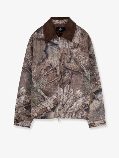 Represent Cotton Jacket With Real Tree Print In Brown