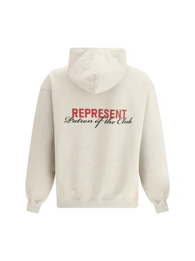 Represent Cotton Logo Print Hoodie In Neutral