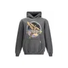 Represent Black Hoodie With Graphic Print On Front And Back And Faded Effect In Cotton Man In Gray