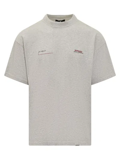 Represent Cotton Minimalist T-shirt In Cream Marl