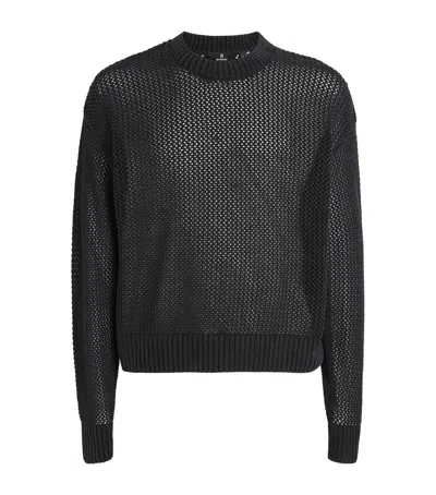 Represent Cotton Open Knit Sweater In Black