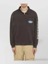 Represent Black Washed Effect Cotton Polo Shirt With Logo In Brown