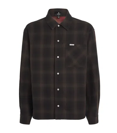 Represent Cotton Reversible Check Overshirt In Burgundy