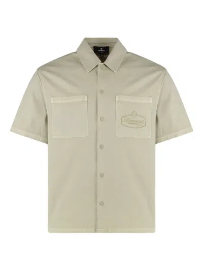 Represent Short Sleeve Cotton Overshirt In Neutral