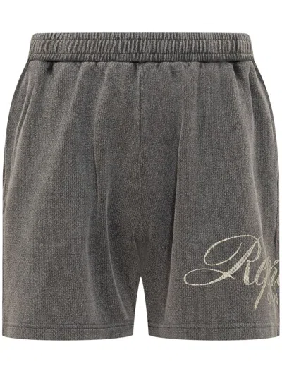 Represent Cotton Shorts With Side Embroidery In Gray