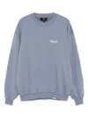 Represent Mens Owners Club Scrip Logo-print Cotton Sweatshirt Dusty Blue Xl In Blue