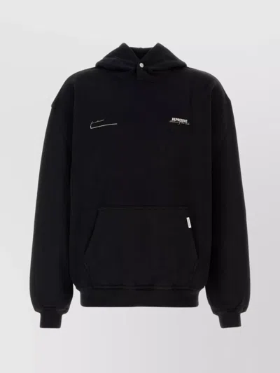 Represent Cotton Sweatshirt With Front Pocket And Hood In Black