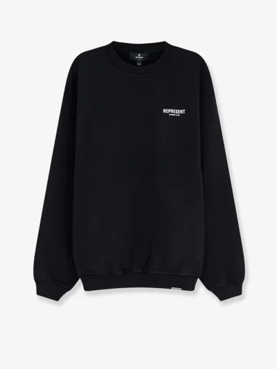 Represent Cotton Sweatshirt With Printed Logo On The Front In Black