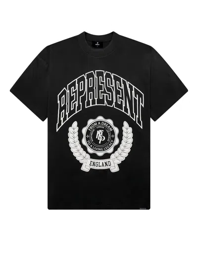 REPRESENT LEGACY CREST COTTON T-SHIRT WITH DISTRESSED EFFECT