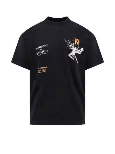 Represent Cotton T-shirt With Icarus Print In Jet Black