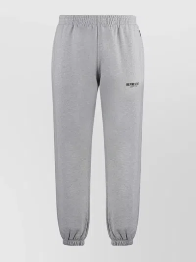 Represent Cotton Track Pants With Elastic Cuffs And Pockets In Gray