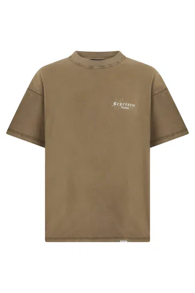 Represent Cotton T-shirt With Embroidered Logo In Sand