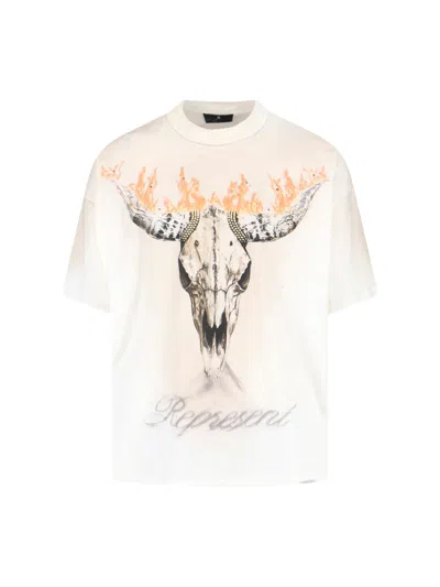 Represent Cotton-hemp Crewneck T-shirt In White