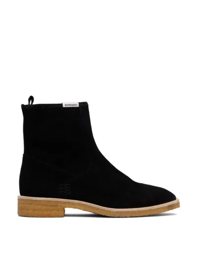 Represent Crepe Suede Chelsea Boots In Black