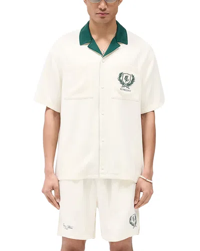Represent Crest Embroidered Oversized Fit Camp Shirt In White