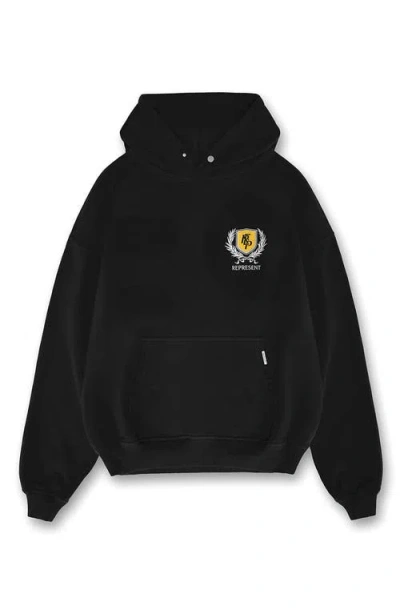 Represent Crest Oversize Hoodie In Vintage Black