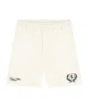 Represent Crest Relaxed Fit Logo Embroidered Shorts In Antique White