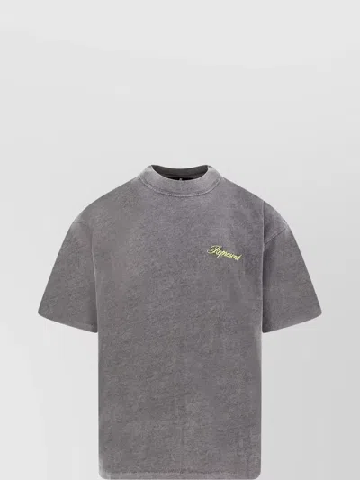 Represent Crew-neck Cotton T-shirt Featuring Embroidered Logo In Gray