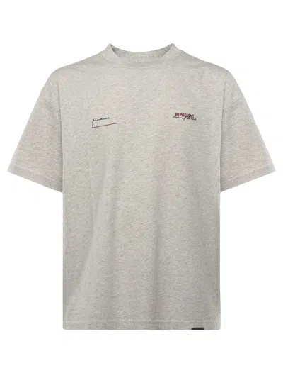 Represent Crew Neck Graphic Print T-shirt - Short Sleeves In Gray