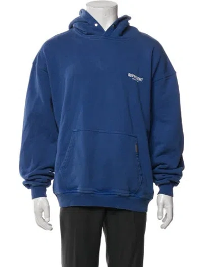 Pre-owned Represent Crew Neck Long Sleeve Hoodie In Blue